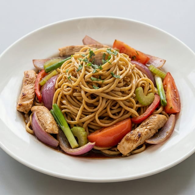 Tallarín Saltado de Pollo.